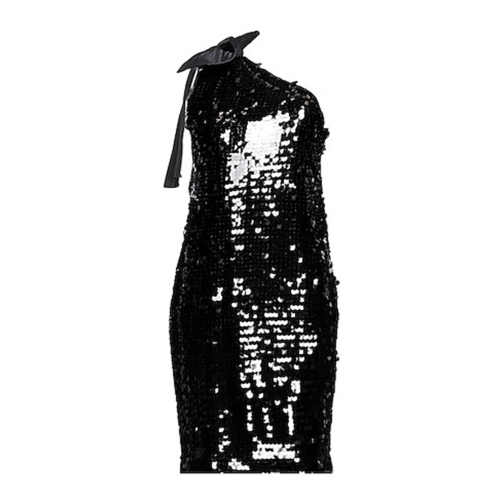 NWT Liu Jo Black Sequin One Shoulder Tie Mini Dress Size 6 - Picture 3 of 3